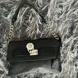 Michael Kors Bag. Black Leather shoulder bag with MK lock accent and chains